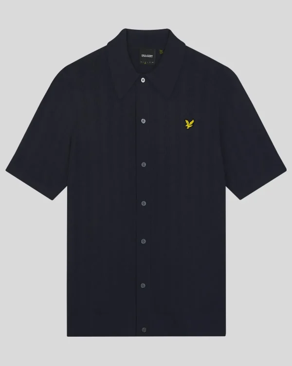 Lyle & Scott Polohemden<Polohemd mit strukturiertem Streifenstrick DunkleMarine
