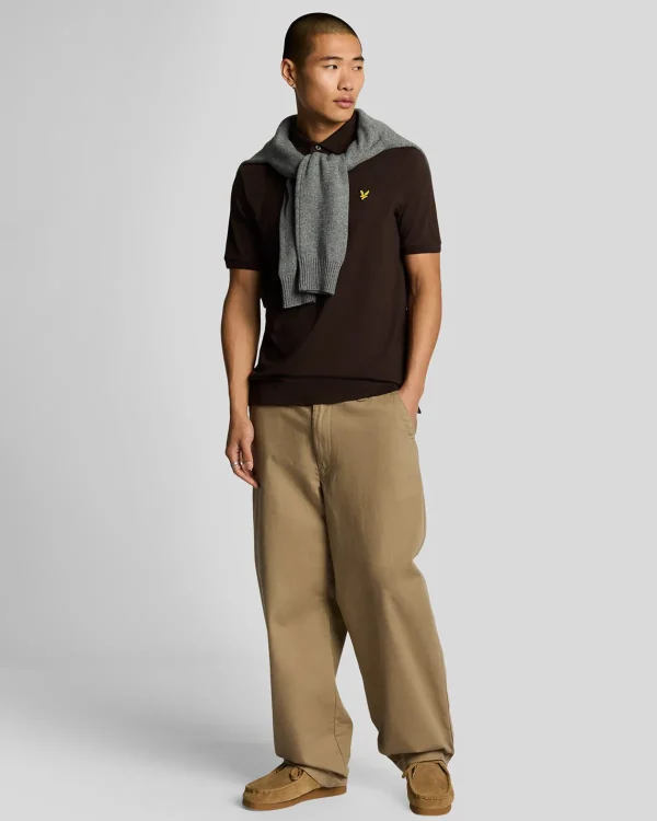 Lyle & Scott Polohemden<Poloshirt mit osmanischer Spitze Sediment