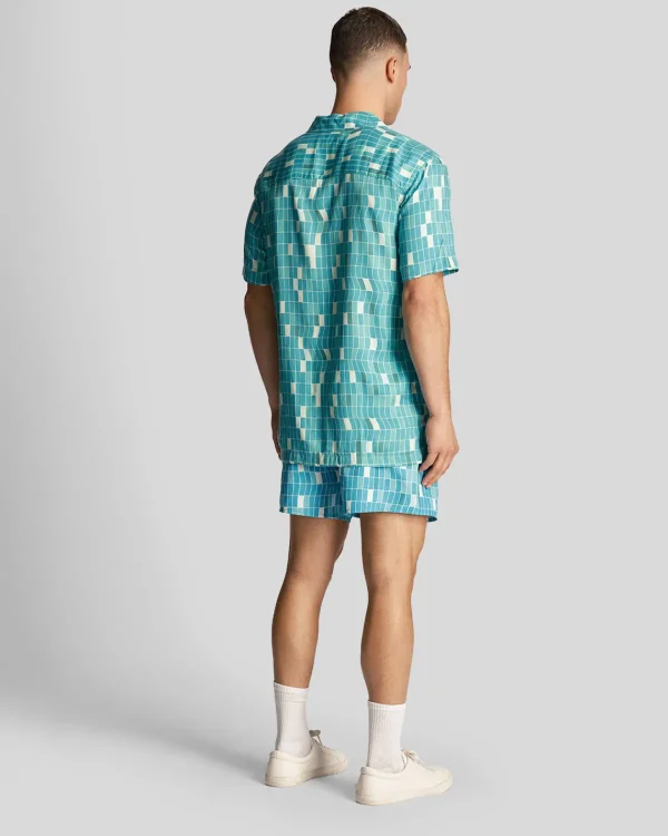 Lyle & Scott Vermächtnis | Kurze Hosen<Pool Print Badeshorts Fliesenblau