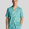 Lyle & Scott Hemden<Pool Print Hemd Fliesenblau