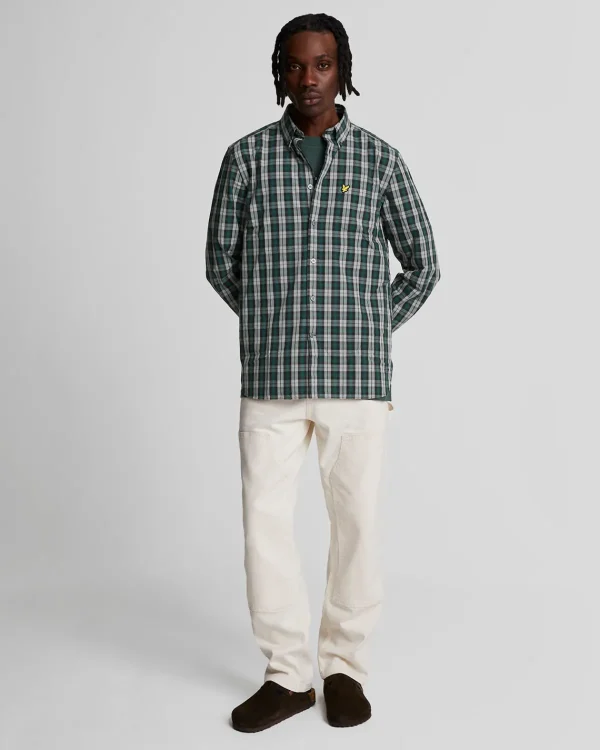 Lyle & Scott Vermächtnis | Hemden<Popeline-Hemd mit gewaschenem Karo ArgyleTeal/MidGreyMarl
