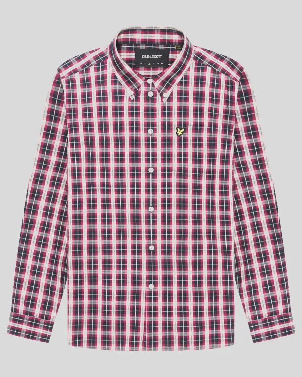 Lyle & Scott Vermächtnis | Hemden<Popeline-Hemd mit gewaschenem Karo DarkNavy/RichBurgundy