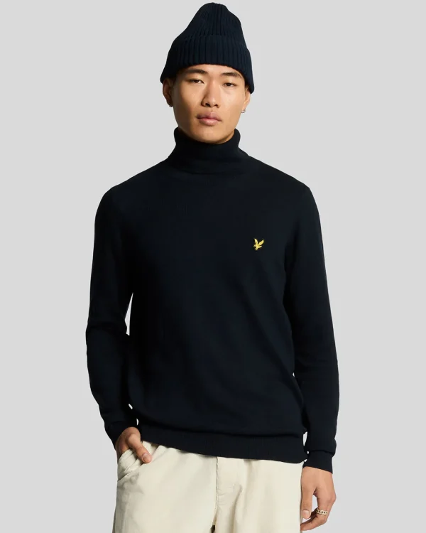 Lyle & Scott Pullover & Strickwaren<Rollkragenpullover aus Baumwolle und Merino DarkNavy