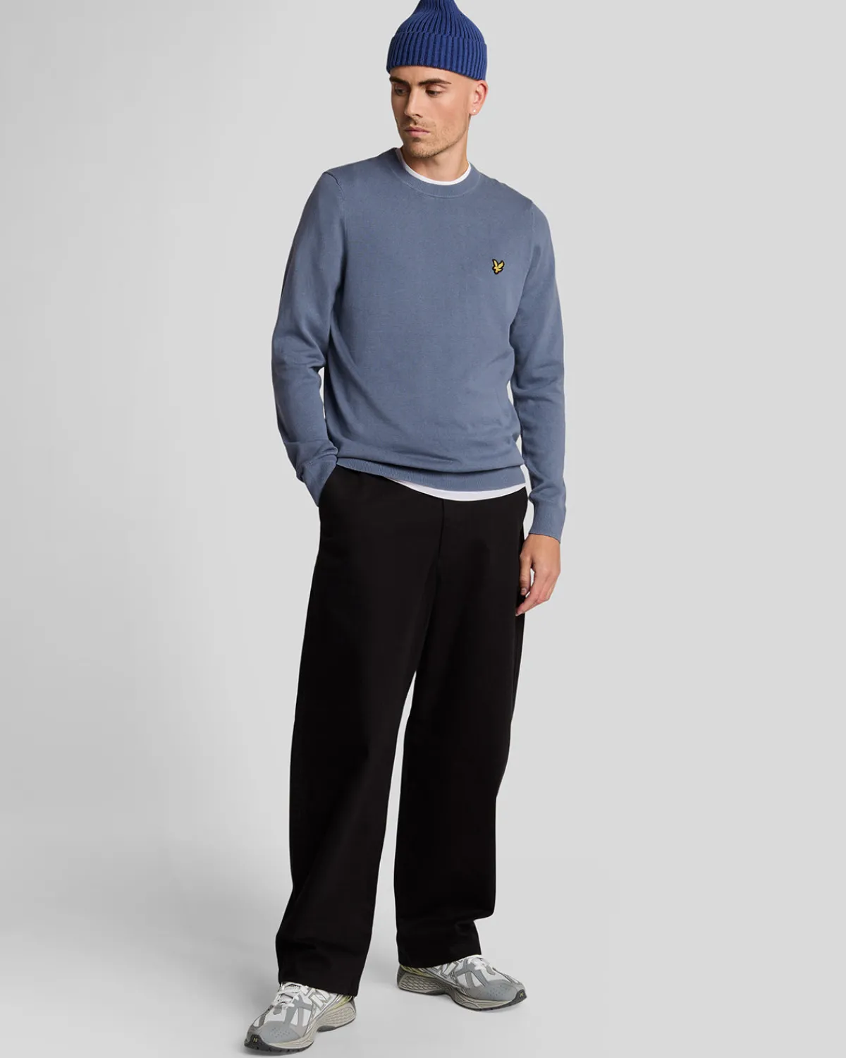 rundhalspullover_aus_baumwolle_1.webp Lyle & Scott Pullover & Strickwaren<Rundhals-Pullover aus Baumwolle MistBlue