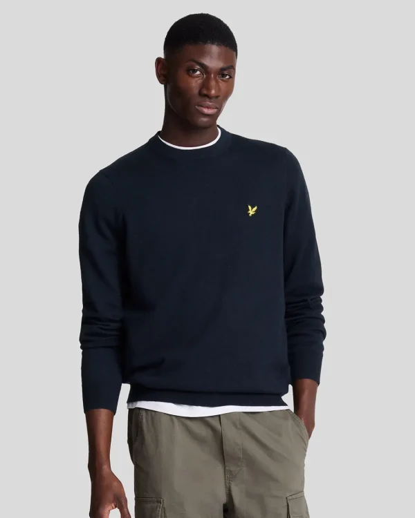 Lyle & Scott Pullover & Strickwaren<Rundhals-Pullover aus Baumwolle und Merino DunkleMarine