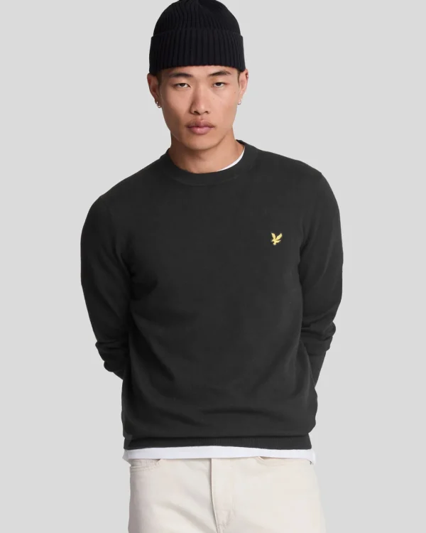 Lyle & Scott Pullover & Strickwaren<Rundhals-Pullover aus Baumwolle und Merino Pechschwarz