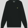 Lyle & Scott Groß & Groß | Übergrößen<Rundhals-Pullover aus Baumwolle und Merino Pechschwarz
