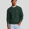 Lyle & Scott Pullover & Strickwaren<Rundhals-Pullover mit Kabel DarkGreenMarl