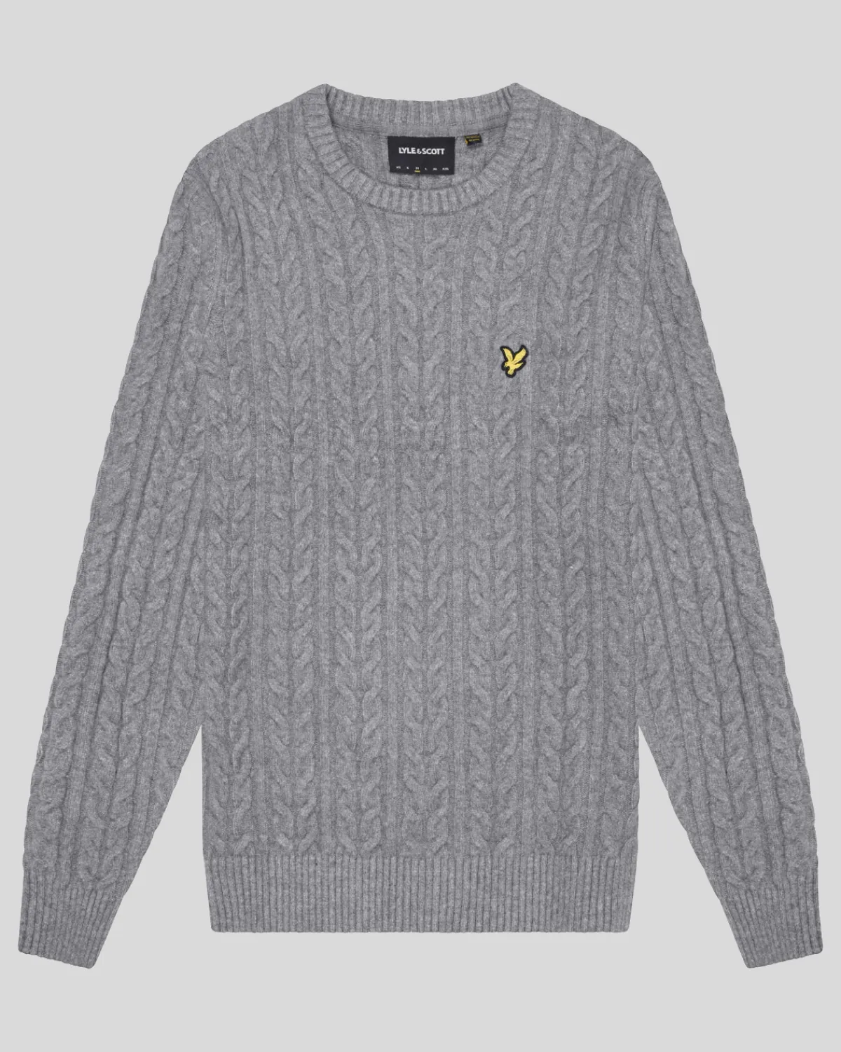 rundhalspullover_mit_kabel_0.webp Lyle & Scott Groß & Groß | Übergrößen<Rundhals-Pullover mit Kabel MidGreyMarl