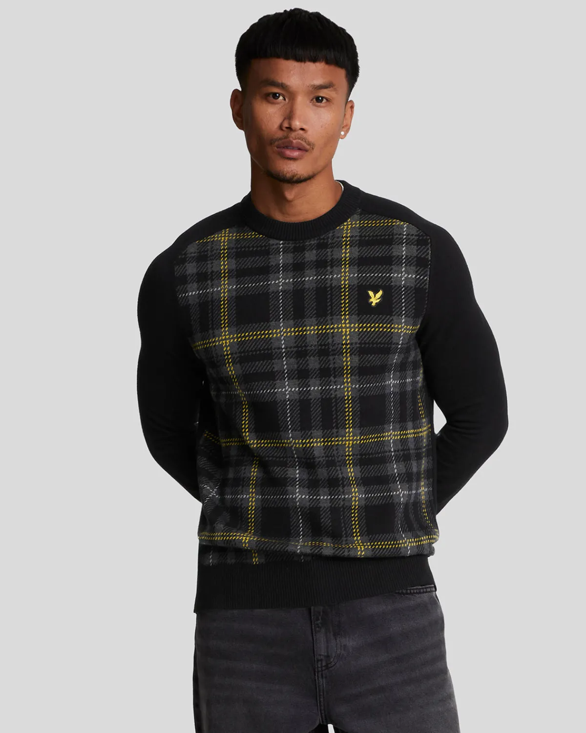 tartan_pullover_0.webp Lyle & Scott Pullover & Strickwaren<Tartan Pullover JetBlack