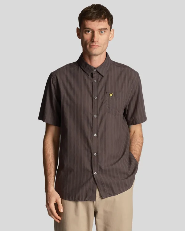Lyle & Scott Hemden<Texturierte Streifen Kurzarmhemd Gunmetal
