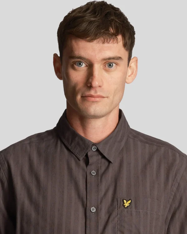 Lyle & Scott Hemden<Texturierte Streifen Kurzarmhemd Gunmetal