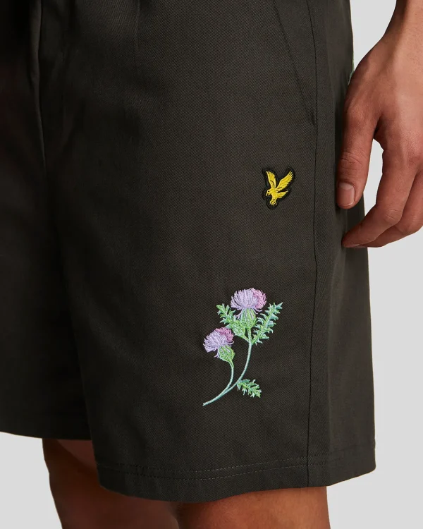 Lyle & Scott Drehbuchsticke | Kurze Hosen<Thistle Club Bestickte Shorts Gunmetal