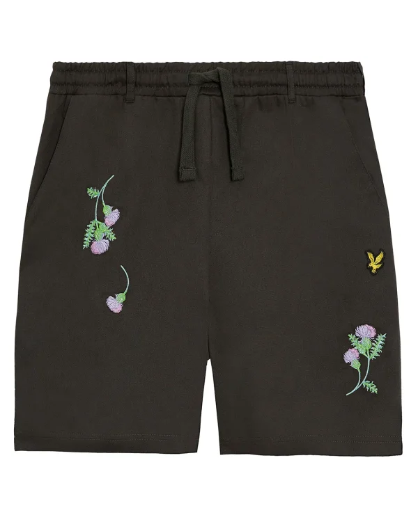Lyle & Scott Drehbuchsticke | Kurze Hosen<Thistle Club Bestickte Shorts Gunmetal