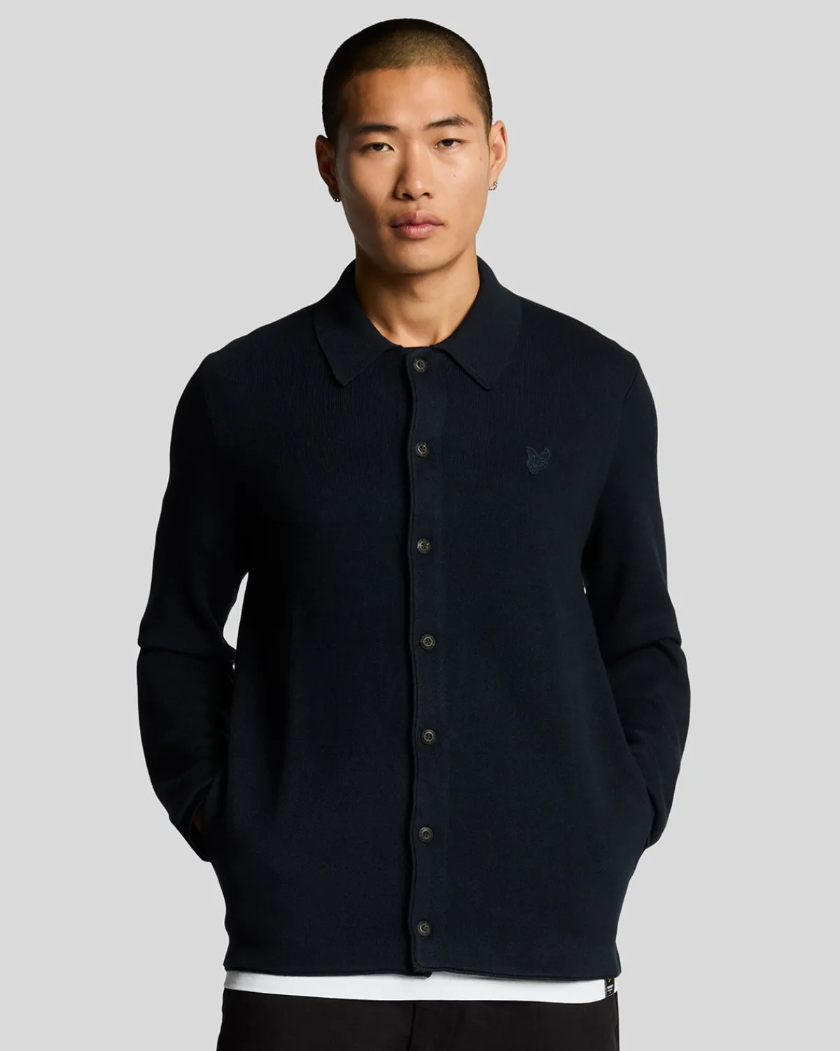 tonal_eagle_doppelt_gestricktes_hemd_0.webp Lyle & Scott Reframed | Hemden<Tonal Eagle Doppelt gestricktes Hemd DarkNavy