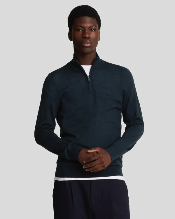 Lyle & Scott Reframed<Tonal Eagle Merino 1/4 Zip Pullover DarkNavy