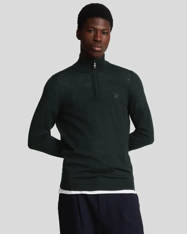 Lyle & Scott Reframed<Tonal Eagle Merino 1/4 Zip Pullover JetBlack