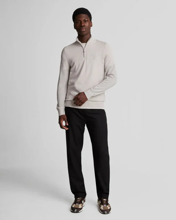 Lyle & Scott Reframed | Pullover & Strickwaren<Tonal Eagle Merino 1/4 Zip Pullover Cove