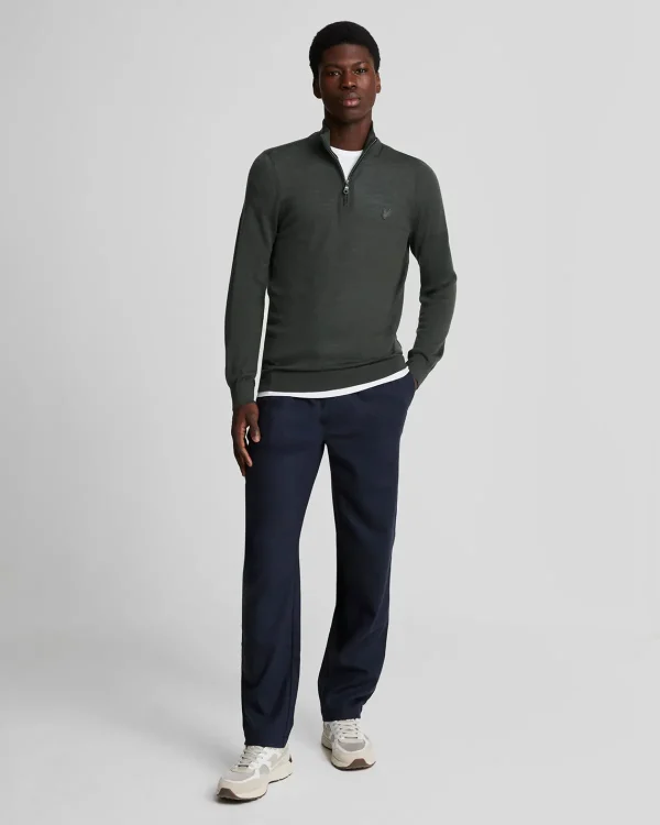 Lyle & Scott Reframed | Pullover & Strickwaren<Tonal Eagle Merino 1/4 Zip Pullover Gunmetal
