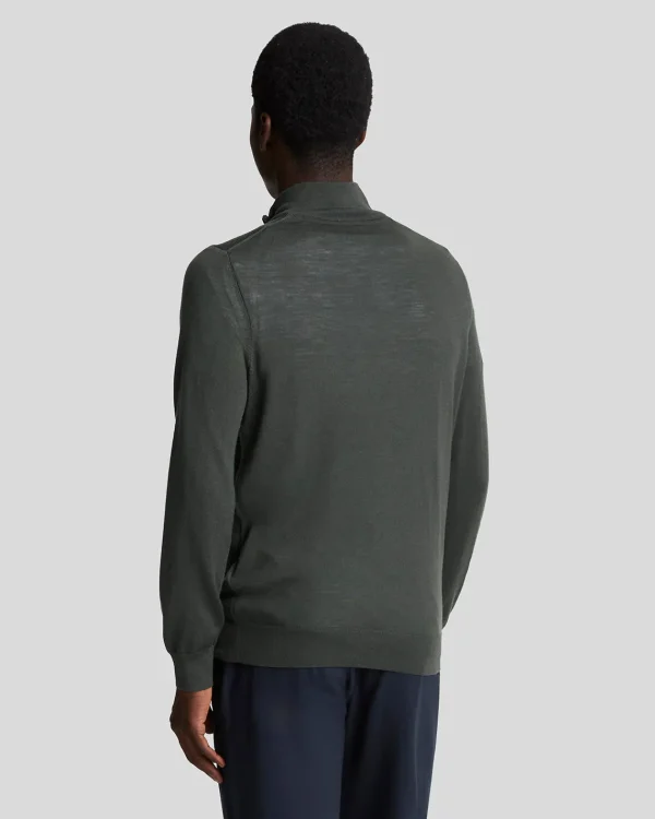 Lyle & Scott Reframed | Pullover & Strickwaren<Tonal Eagle Merino 1/4 Zip Pullover Gunmetal