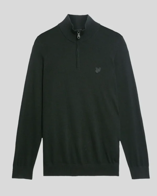 Lyle & Scott Reframed<Tonal Eagle Merino 1/4 Zip Pullover JetBlack