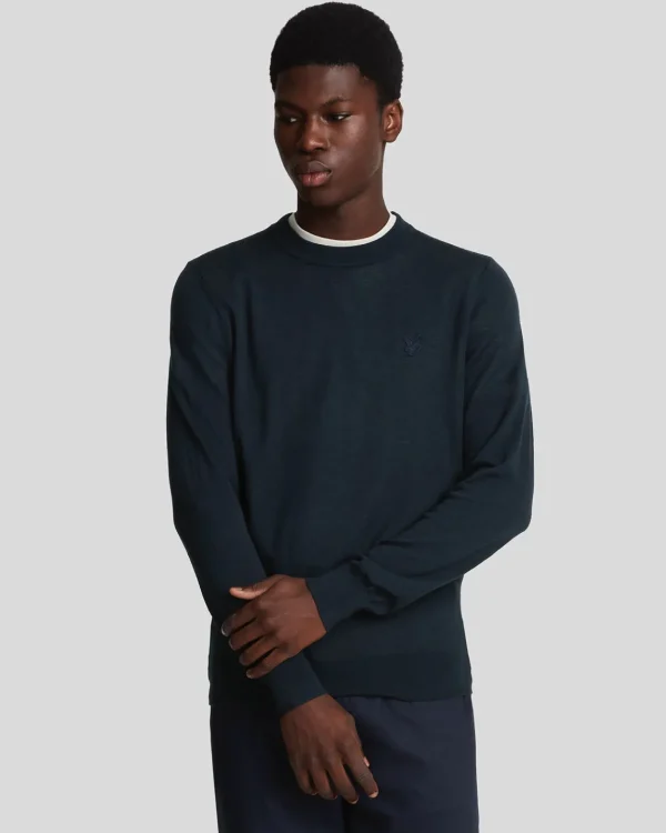 Lyle & Scott Reframed | Pullover & Strickwaren<Tonal Eagle Merino Rundhals-Pullover DarkNavy