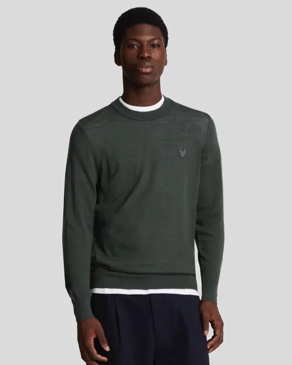 Lyle & Scott Reframed | Pullover & Strickwaren<Tonal Eagle Merino Rundhals-Pullover Gunmetal