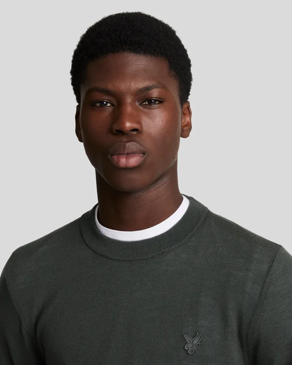 Lyle & Scott Reframed | Pullover & Strickwaren<Tonal Eagle Merino Rundhals-Pullover Gunmetal