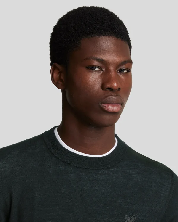 Lyle & Scott Reframed | Pullover & Strickwaren<Tonal Eagle Merino Rundhals-Pullover JetBlack
