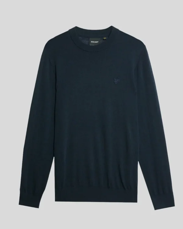 Lyle & Scott Reframed | Pullover & Strickwaren<Tonal Eagle Merino Rundhals-Pullover DarkNavy