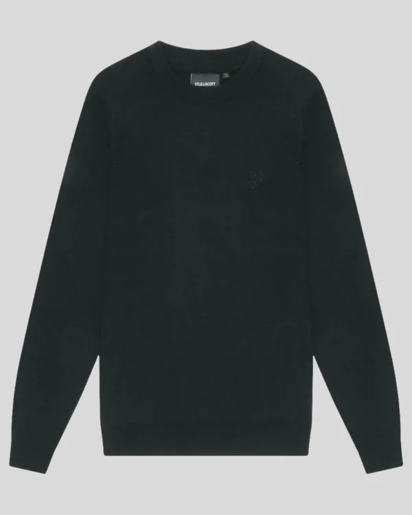 Lyle & Scott Reframed | Pullover & Strickwaren<Tonal Eagle Merino Rundhals-Pullover JetBlack