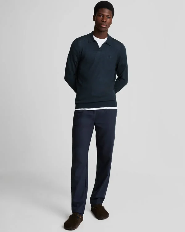 Lyle & Scott Reframed<Tonal Eagle Pullover mit Kragen aus Merino DarkNavy