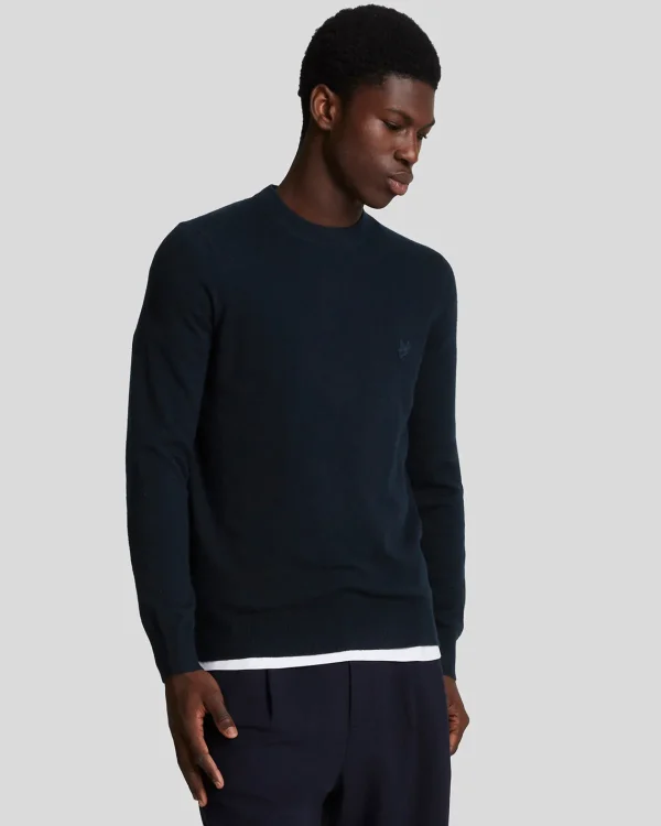 Lyle & Scott Reframed<Tonal Eagle Pullover mit Rundhalsausschnitt aus Lambswool DarkNavy