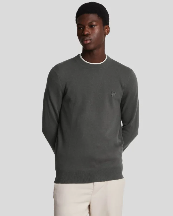 Lyle & Scott Reframed<Tonal Eagle Pullover mit Rundhalsausschnitt aus Lambswool Gunmetal