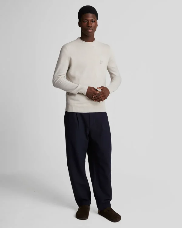 Lyle & Scott Reframed<Tonal Eagle Pullover mit Rundhalsausschnitt aus Lambswool Cove