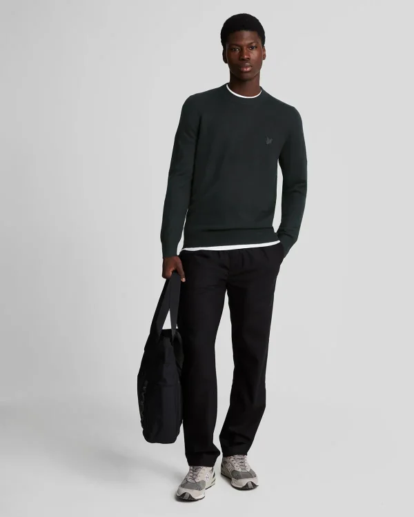 Lyle & Scott Reframed<Tonal Eagle Pullover mit Rundhalsausschnitt aus Lambswool JetBlack