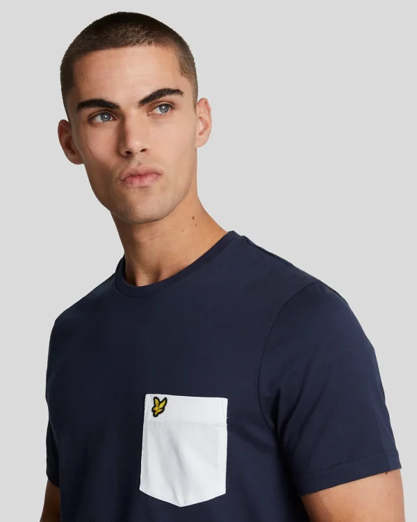 Lyle & Scott Vermächtnis | T-shirts<T-Shirt mit Kontrasttaschen Marine/Weiß