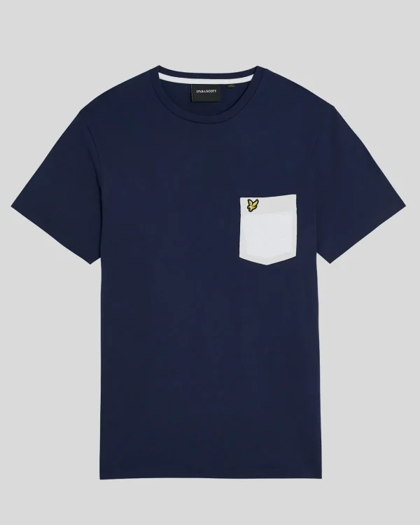Lyle & Scott Vermächtnis | T-shirts<T-Shirt mit Kontrasttaschen Marine/Weiß