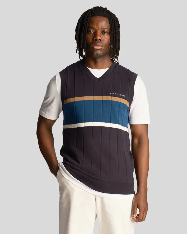 Lyle & Scott Drehbuchsticke<Volley Streifen Strickweste DunkleMarine