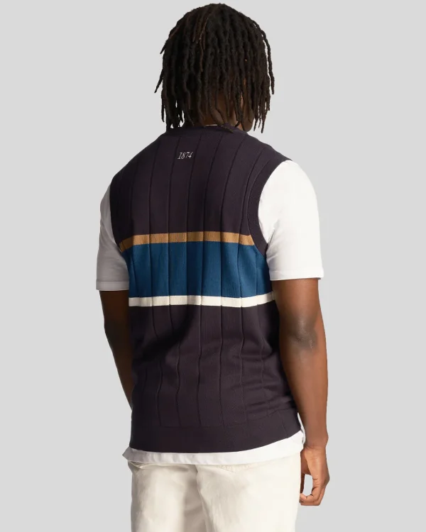 Lyle & Scott Drehbuchsticke<Volley Streifen Strickweste DunkleMarine