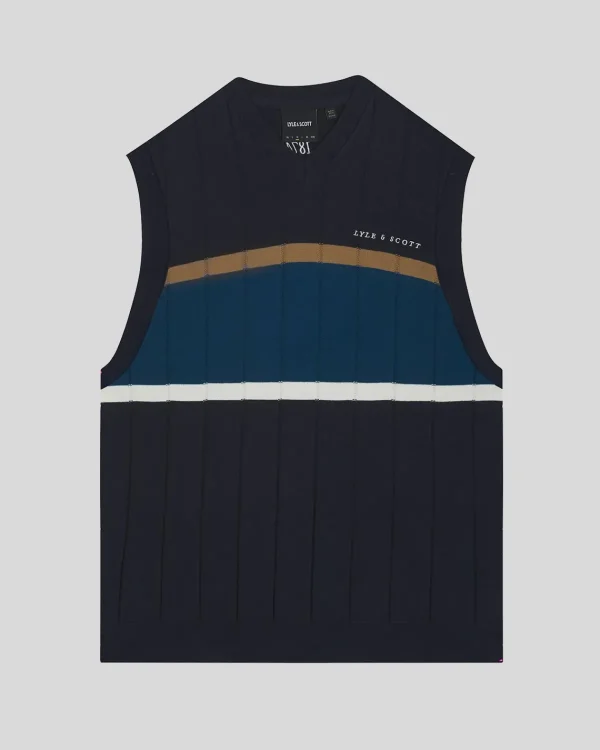 Lyle & Scott Drehbuchsticke<Volley Streifen Strickweste DunkleMarine
