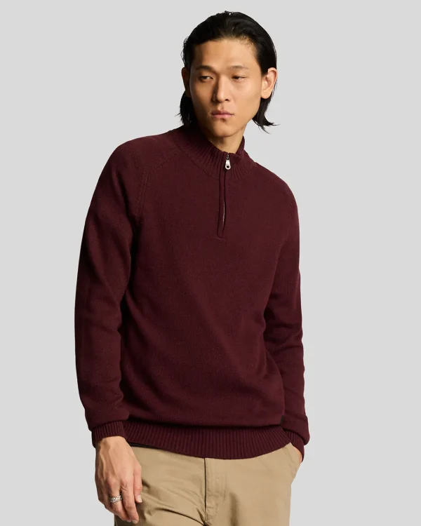 Lyle & Scott 150 Jahre Strickwaren | Pullover & Strickwaren<150 Year Knitwear - 1/4 Zip Pullover BurgundischesHeidekraut