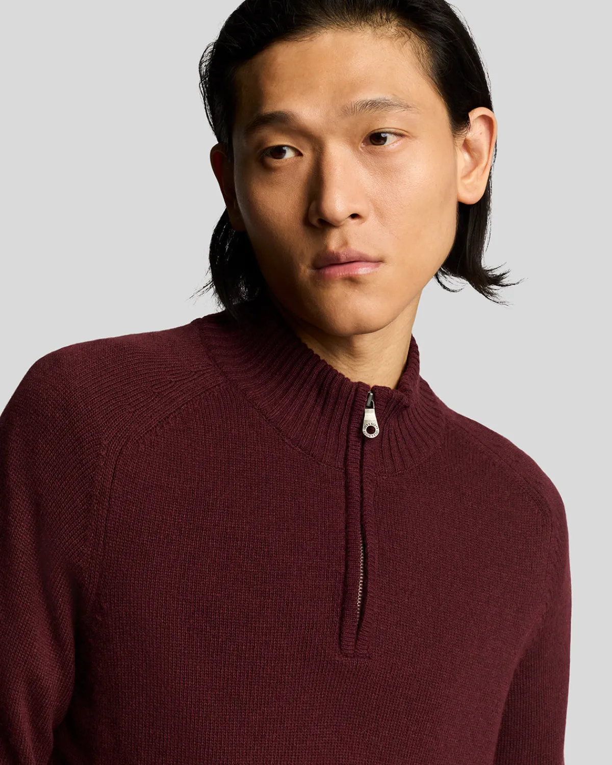 year_knitwear___zip_pullover_2.webp Lyle & Scott 150 Jahre Strickwaren | Pullover & Strickwaren<150 Year Knitwear - 1/4 Zip Pullover BurgundischesHeidekraut