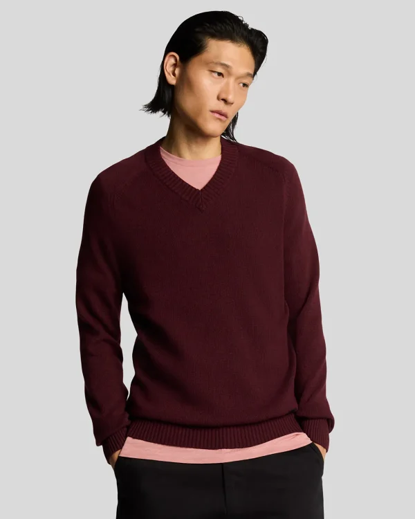 Lyle & Scott 150 Jahre Strickwaren | Pullover & Strickwaren<150 Year Knitwear - Pullover mit V-Ausschnitt BurgundyHeather