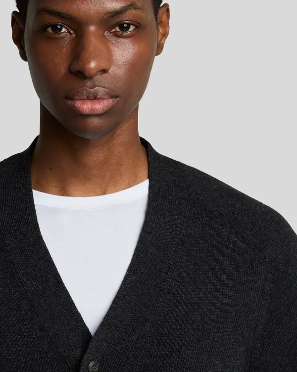 Lyle & Scott 150 Jahre Strickwaren | Pullover & Strickwaren<150 Year Knitwear - Strickjacke mit V-Ausschnitt BlackHeather